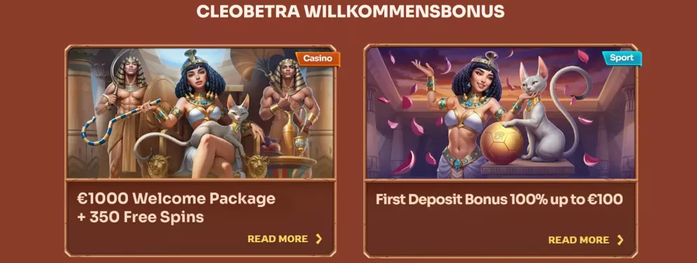 Cleobetra Casino — 1000€ Willkommensbonus + 350 Freispiele für deutsche Spieler